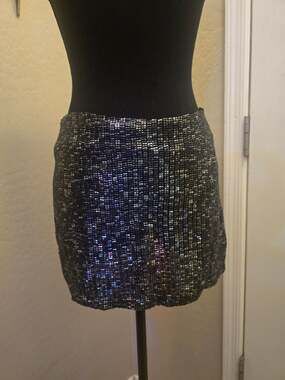 MLV Black Shimmering Beaded Mini Skirt